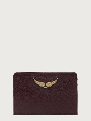 Zadig&Voltaire etui na karty damskie skórzane bordowy