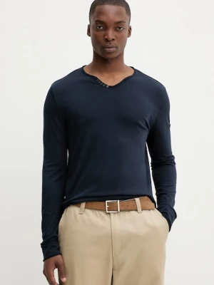 ZADIG&VOLTAIRE longsleeve bawełniany kolor granatowy gładki JMTN01630