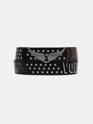 ZADIG&VOLTAIRE pasek skórzany damski kolor czarny LWBT01345