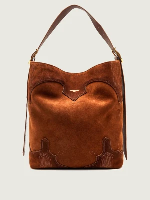 Zadig&Voltaire Shopperka Jane Western | zamsz brązowy