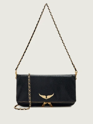 Zadig&Voltaire Skórzana kopertówka Rock Soft Wild czarny