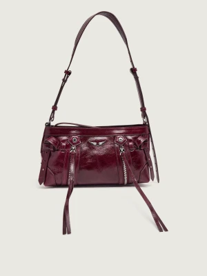 Zadig&Voltaire Skórzana torebka na ramię Madison Mini Vintage bordowy