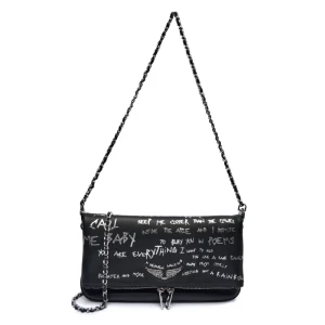 Zadig&Voltaire Skórzana torebka na ramię ROCK GRAFFITI