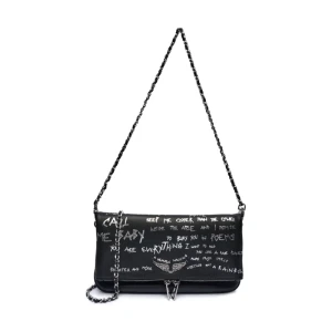 Zadig&Voltaire Skórzana torebka na ramię ROCK GRAFFITI