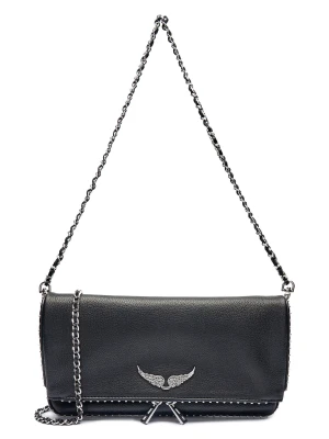 Zadig&Voltaire Skórzana torebka na ramię ROCK GRAINED czarny