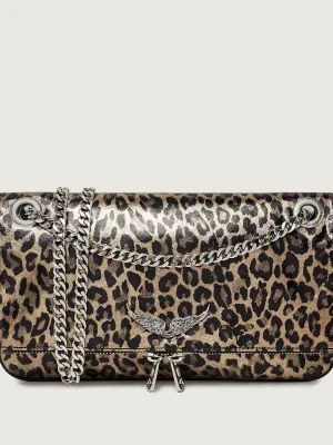 Zadig&Voltaire Skórzana torebka na ramię Rock II Metal Leopard