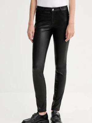 ZADIG&VOLTAIRE spodnie skórzane damskie kolor czarny dopasowane medium waist RWPA01097