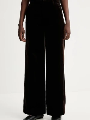 ZADIG&VOLTAIRE spodnie welurowe damskie kolor brązowy proste high waist WWPA01868