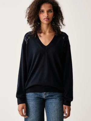 Zadig&Voltaire sweter damski kaszmirowy SWYNY granatowy