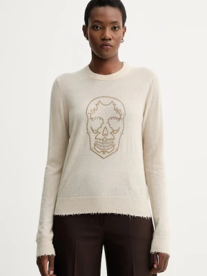 ZADIG&VOLTAIRE sweter kaszmirowy damski kolor beżowy lekki KWSW02805
