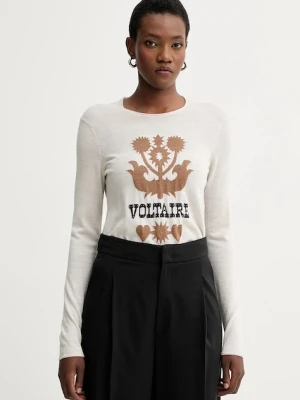 ZADIG&VOLTAIRE sweter wełniany damski kolor beżowy lekki KWSW02802
