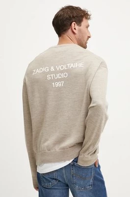 ZADIG&VOLTAIRE sweter wełniany męski kolor beżowy lekki KMSW00713