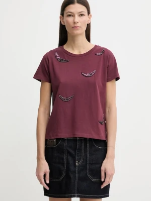 ZADIG&VOLTAIRE t-shirt bawełniany damski kolor bordowy JWTS02821