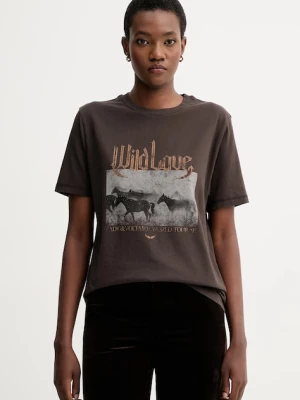 ZADIG&VOLTAIRE t-shirt bawełniany damski kolor brązowy JWTS02816