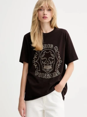 ZADIG&VOLTAIRE t-shirt bawełniany damski kolor brązowy JWTS02845