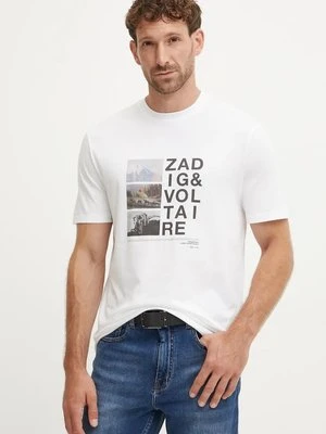 ZADIG&VOLTAIRE t-shirt bawełniany męski kolor biały z nadrukiem JMTS00659