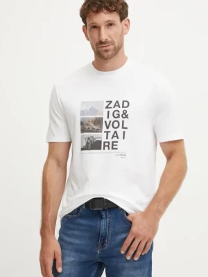 ZADIG&VOLTAIRE t-shirt bawełniany męski kolor biały z nadrukiem JMTS00659