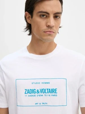 ZADIG&VOLTAIRE t-shirt bawełniany męski kolor biały z nadrukiem JMTS00664