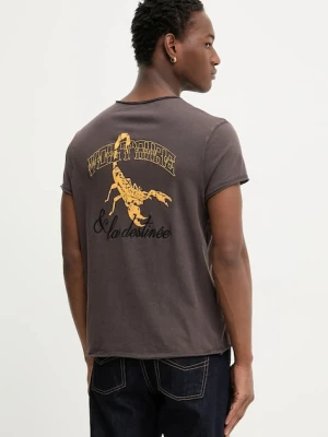 ZADIG&VOLTAIRE t-shirt bawełniany męski kolor brązowy z aplikacją JMTN01639