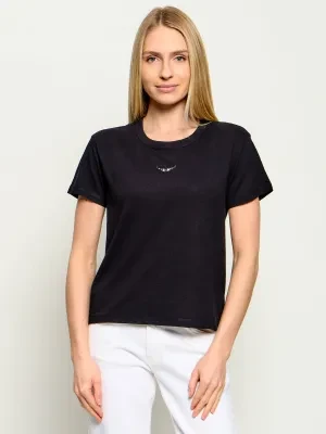 Zadig&Voltaire T-shirt MARTA WINGS STRASS | Regular Fit | z dodatkiem lnu