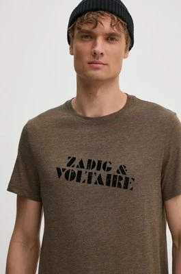 ZADIG&VOLTAIRE t-shirt męski kolor brązowy z nadrukiem JMTS00662