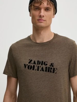 ZADIG&VOLTAIRE t-shirt męski kolor brązowy z nadrukiem JMTS00662