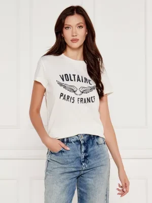 Zadig&Voltaire T-shirt Walk Voltaire Wings | Regular Fit | z dodatkiem lnu