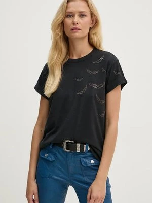 ZADIG&VOLTAIRE t-shirt z domieszką lnu kolor czarny JWTS01663