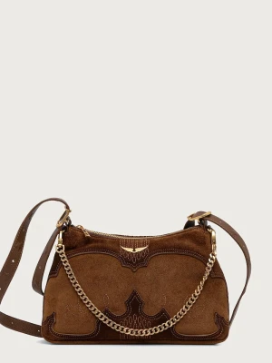 Zadig&Voltaire torebka crossbody damska zamszowa JIM brązowy