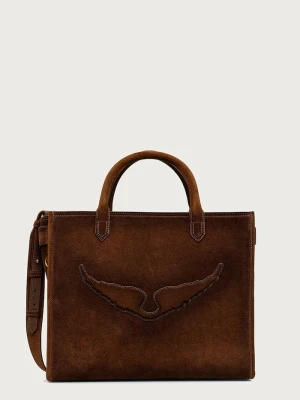 Zadig&Voltaire torebka shopper damska zamszowa ANGEL brązowy