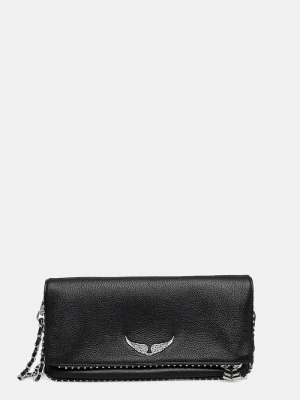 Zadig&Voltaire torebka skórzana ROCK GRAINED LEATHER STUDS czarny