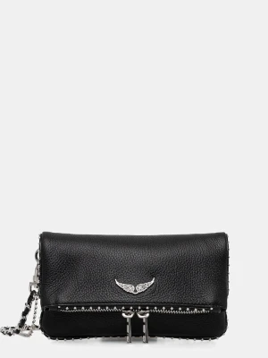 Zadig&Voltaire torebka skórzana ROCK NANO GRAINED LEATH STUDS czarny
