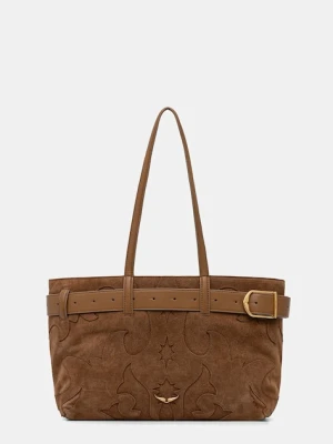 ZADIG&VOLTAIRE torebka zamszowa kolor brązowy LWBA03928