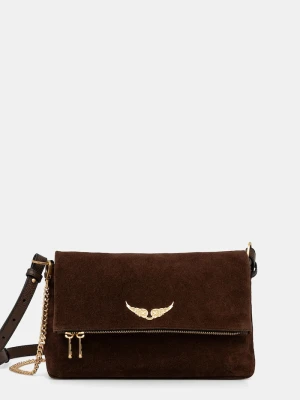 Zadig&Voltaire torebka zamszowa ROCKY II SUEDE brązowy