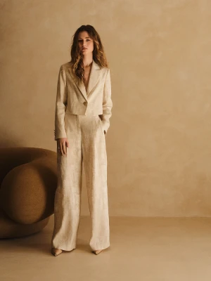 Żakardowe spodnie z lnem TARANKO