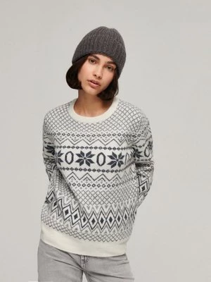 Żakardowy sweter we wzory biało-czarny House