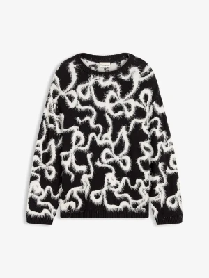 Żakardowy sweter z miękkiej mieszanki wiskozy BonPrix czarny
