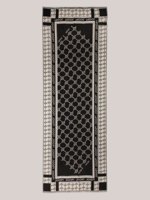 Żakardowy szal w czarnym/beżowym kolorze Joop