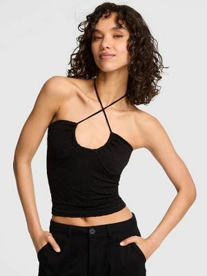 Żakardowy top halter Victoria's Secret