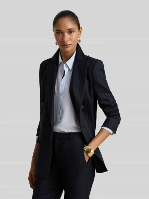 Żakiet długi o kroju regular fit z wełny z poduszkami na ramionach Lauren Ralph Lauren Granatowy