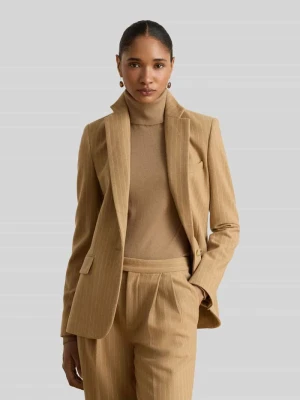 Żakiet krój regular fit z mieszanka wełny z brustasza Lauren Ralph Lauren Camel