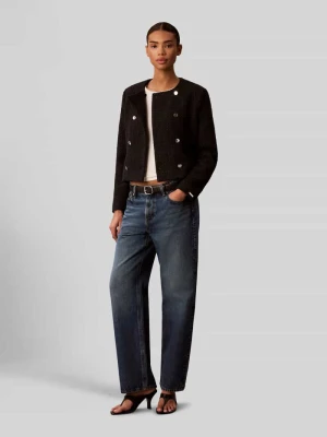 Żakiet krótki o kroju regular fit z dodatkiem wełny Calvin Klein Czarny