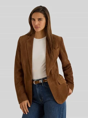 Żakiet o kroju regular fit z prawdziwej skóry welurowej Lauren Ralph Lauren