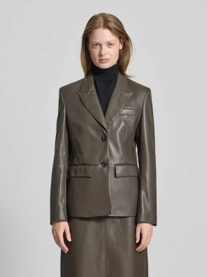 Żakiet o kroju slim fit z imitacji skóry z kieszeniami z patką Christian Berg Woman Selection