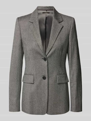 Żakiet o kroju slim fit z mieszanka żywej wełny i elastanu z kieszenie z patką Windsor Jasnoszary