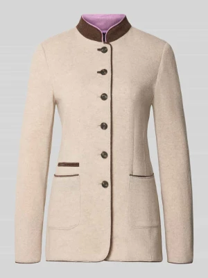 Żakiet o kroju slim fit z mieszanki wełny lana ze stójką White Label Beżowy