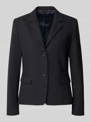 Żakiet o kroju slim fit z mieszanki żywej wełny i elastanu z kieszeniami z patką Windsor Granatowy