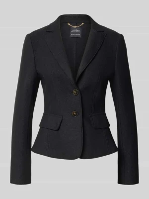 Żakiet o kroju slim fit z żywej wełny z kieszeniami z patką Marc Cain Czarny