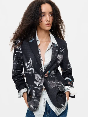 Żakiet patchwork we wzory Desigual czarny