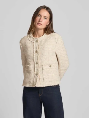 Żakiet z efektem bouclé i listwą guzikową WHITE LABEL